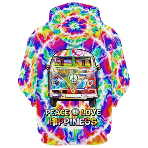 Hippie Peace Love Hippieness With Car On The Way - Hoodie For Men, Women