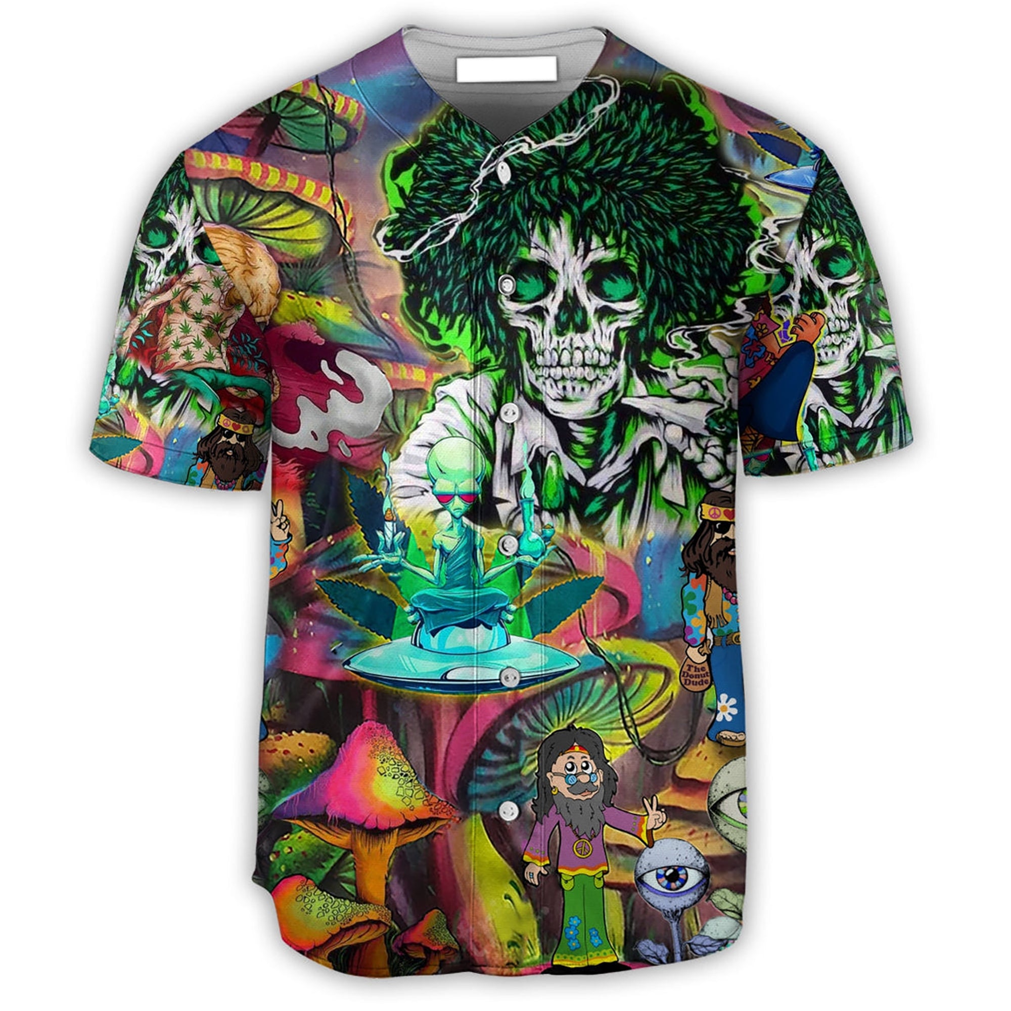 Hippie Skull Alien Mix Color Baseball Jersey