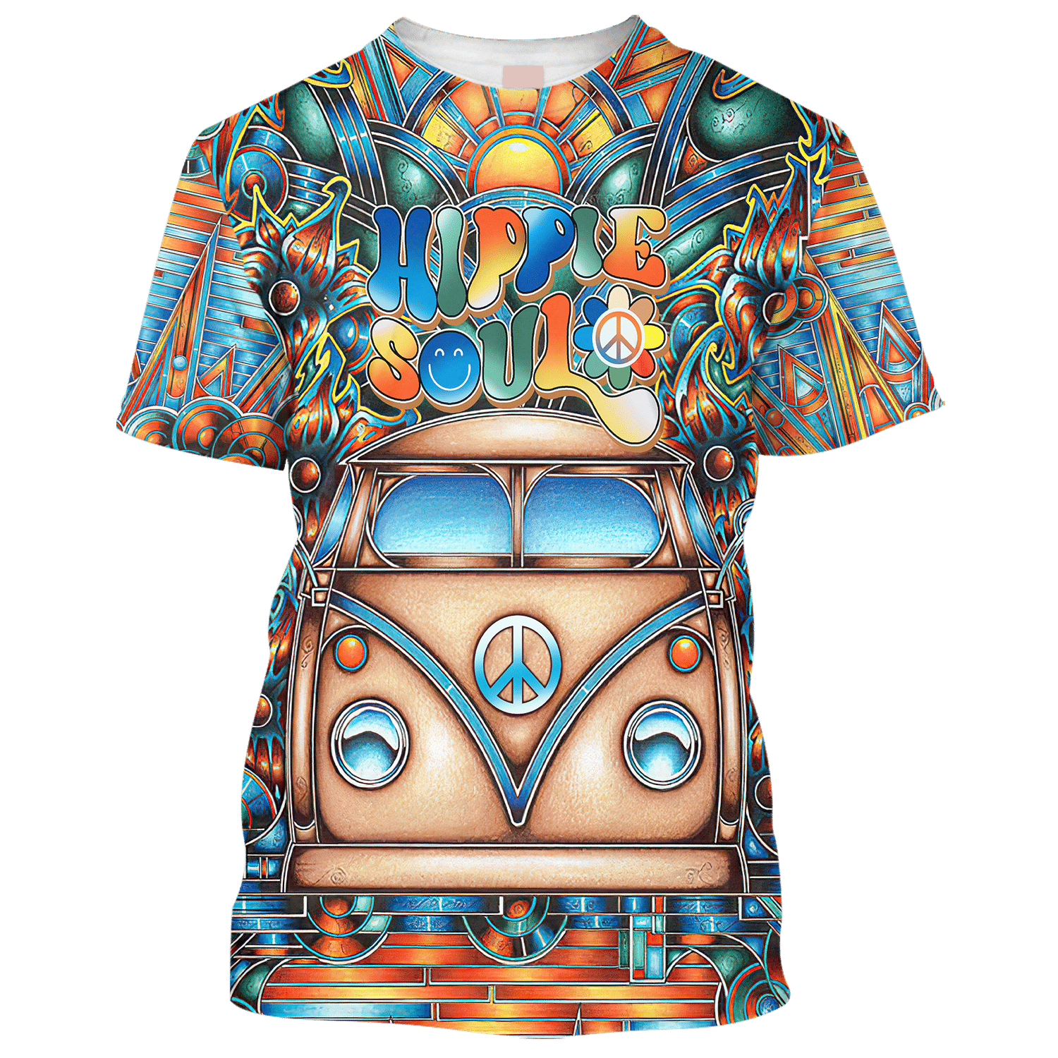 Hippie Soul Peace Sign On Car - T-Shirt For Men, Women