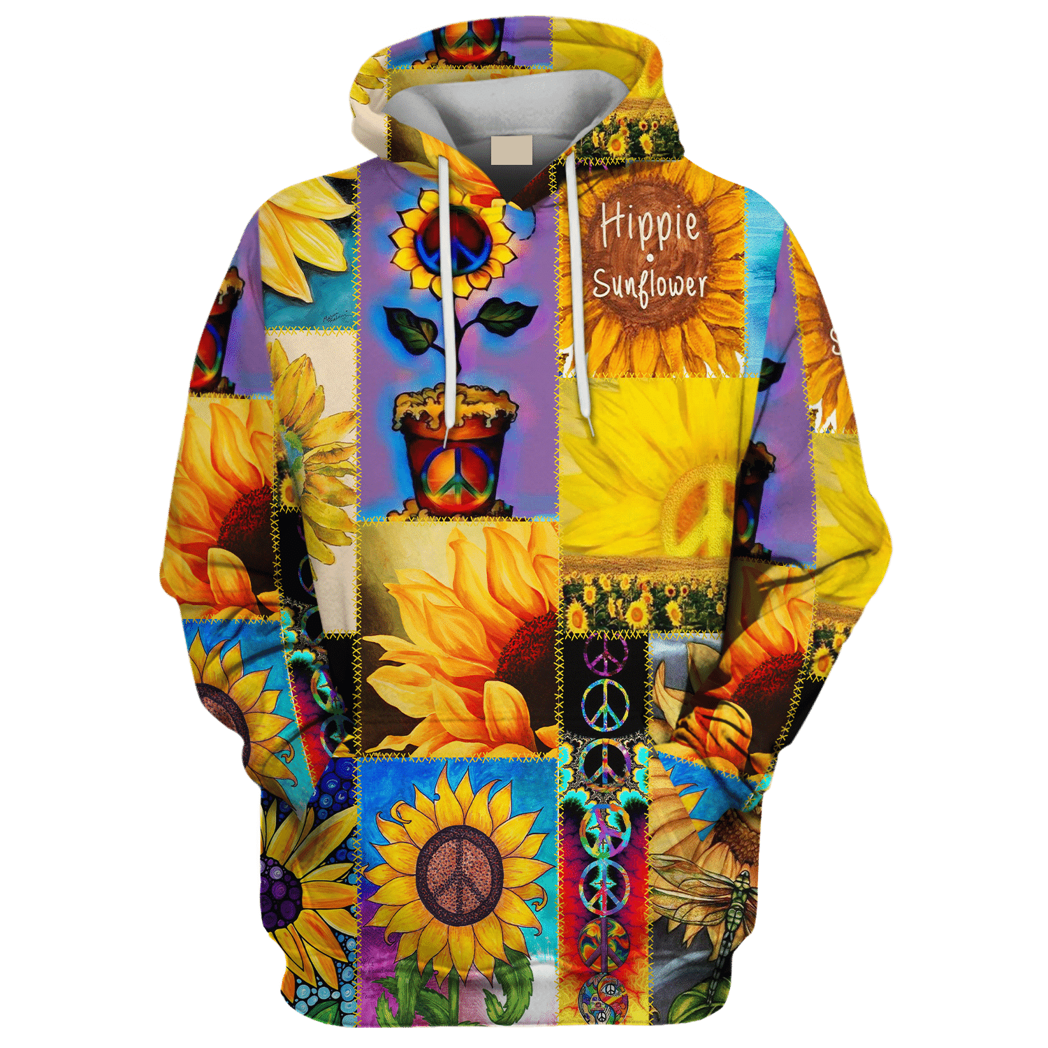 Hippie Sunflower And Peace - Hoodie For Men, Women