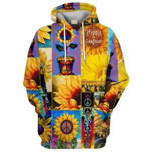 Hippie Sunflower And Peace - Hoodie For Men, Women