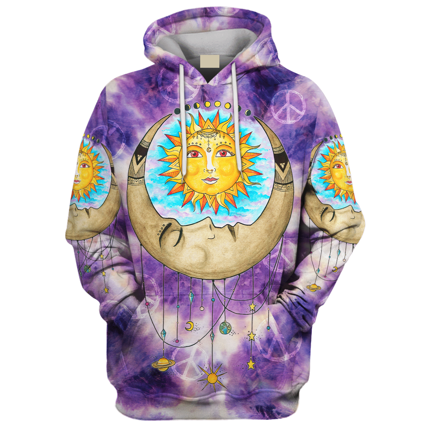 Hippie The Moon Embraces The Sun Purple  - Hoodie For Men, Women