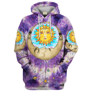 Hippie The Moon Embraces The Sun Purple  - Hoodie For Men, Women