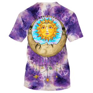 Hippie The Moon Embraces The Sun Purple T-Shirt For Men, Women