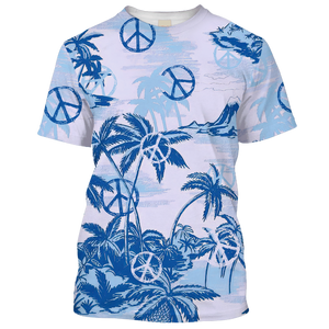 Hippie Tree On Desert Island Blue T-Shirt For Men, Women