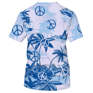 Hippie Tree On Desert Island Blue T-Shirt For Men, Women