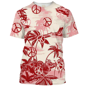 Hippie Tree On Desert Island Red T-Shirt For Men, Women