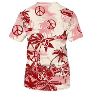 Hippie Tree On Desert Island Red T-Shirt For Men, Women