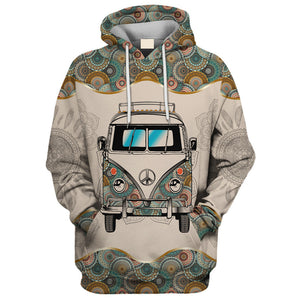 Hippie Van On The Road Pattern - Hoodie For Men, Women