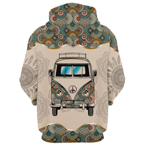 Hippie Van On The Road Pattern - Hoodie For Men, Women