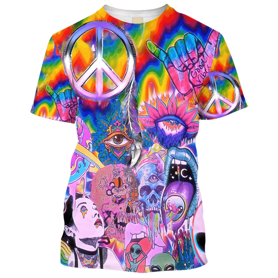 Hippie Weird World Good Vibes And Peace - T-Shirt For Men, Women