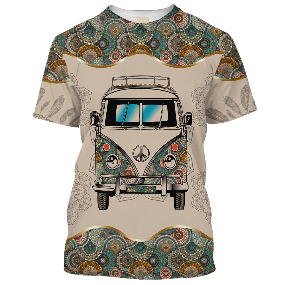 Hippie van on the road Pattern - T-Shirt For Men, Women