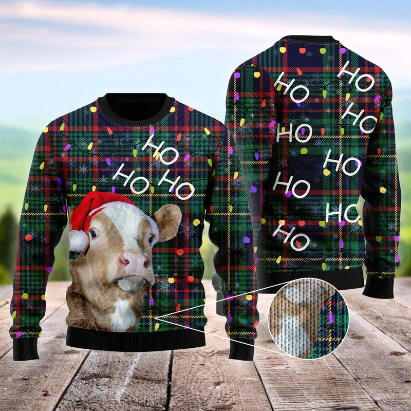 Ho Ho Ho Cow Christmas Tree Ugly Sweater For Men & Women
