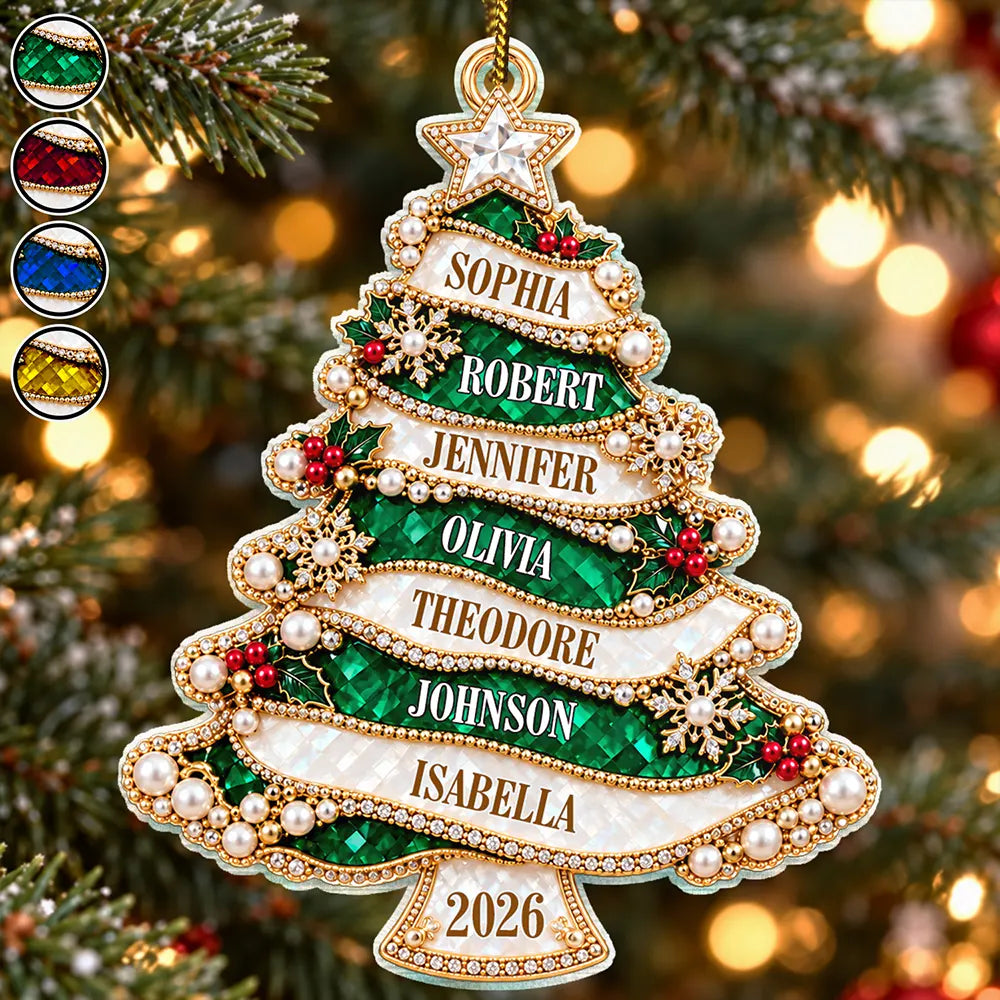 HolidayGiftForFamily PersonalizedChristmasTreeGoldenPearlAcrylicOrnament AT2382 CLA4168 MK DEF