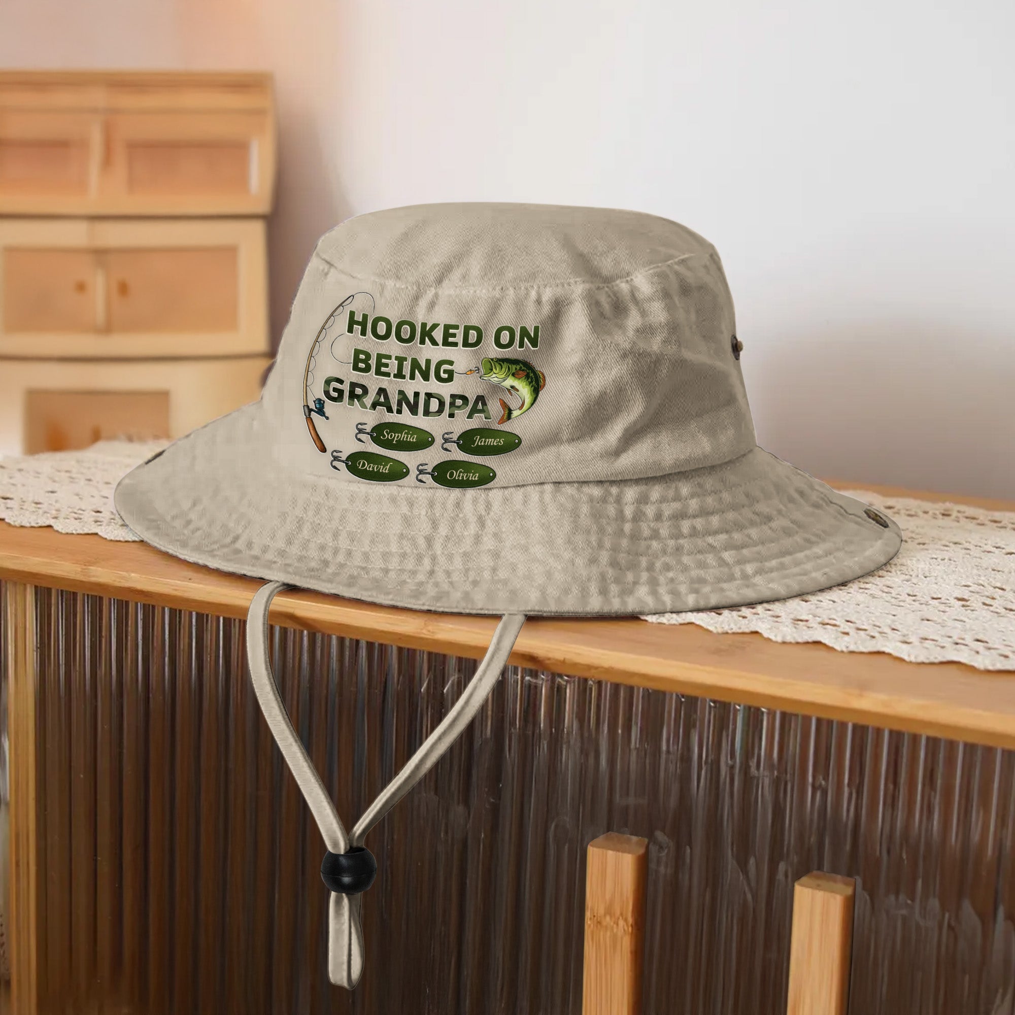 Hooked On Being Grandpa Personalized Bucket Hat_6