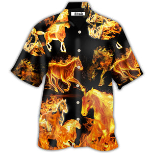 Horse Fire Forse Black Style - Hawaiian Shirt