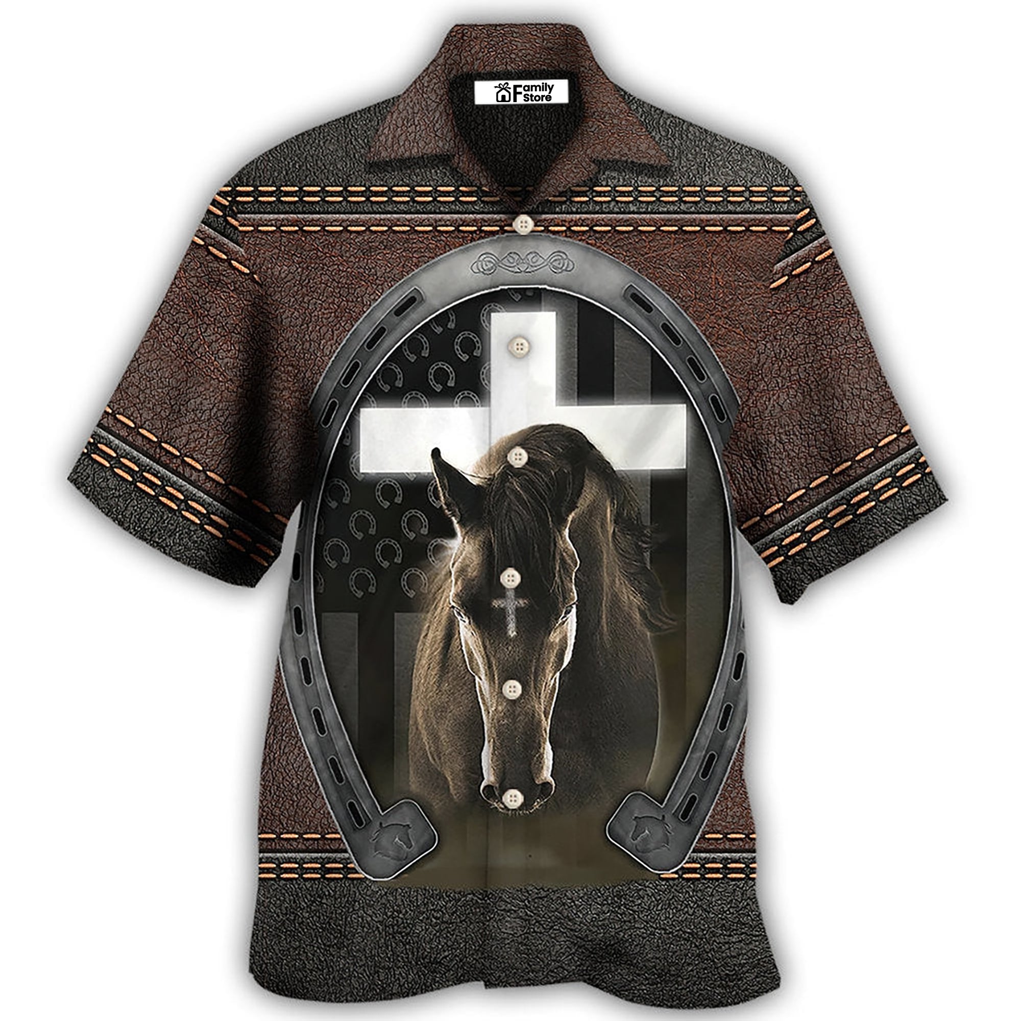 Horse Life Faith Leather Style - Hawaiian Shirt