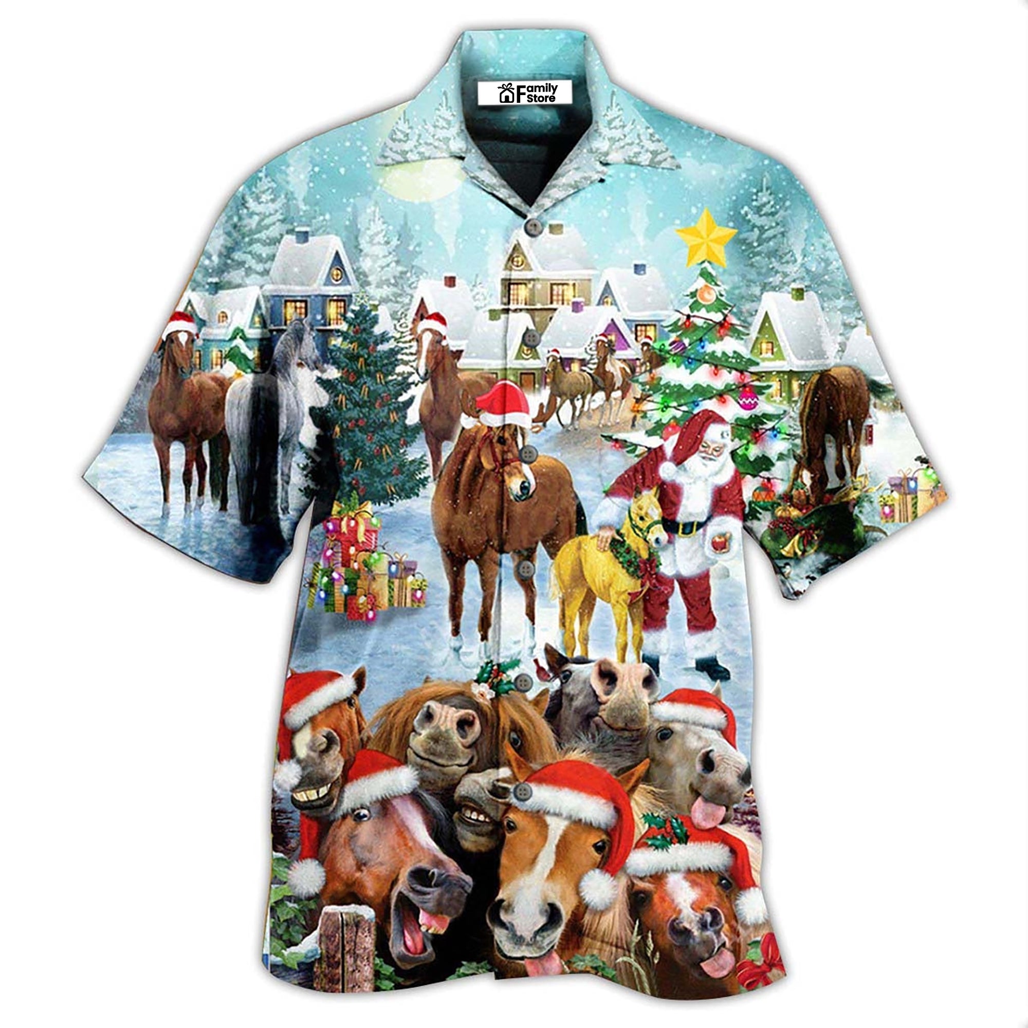 Horse Loves Christmas Very Happy - Hawaiian Shirt