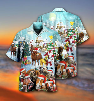 Horse Loves Christmas Very Happy - Hawaiian Shirt