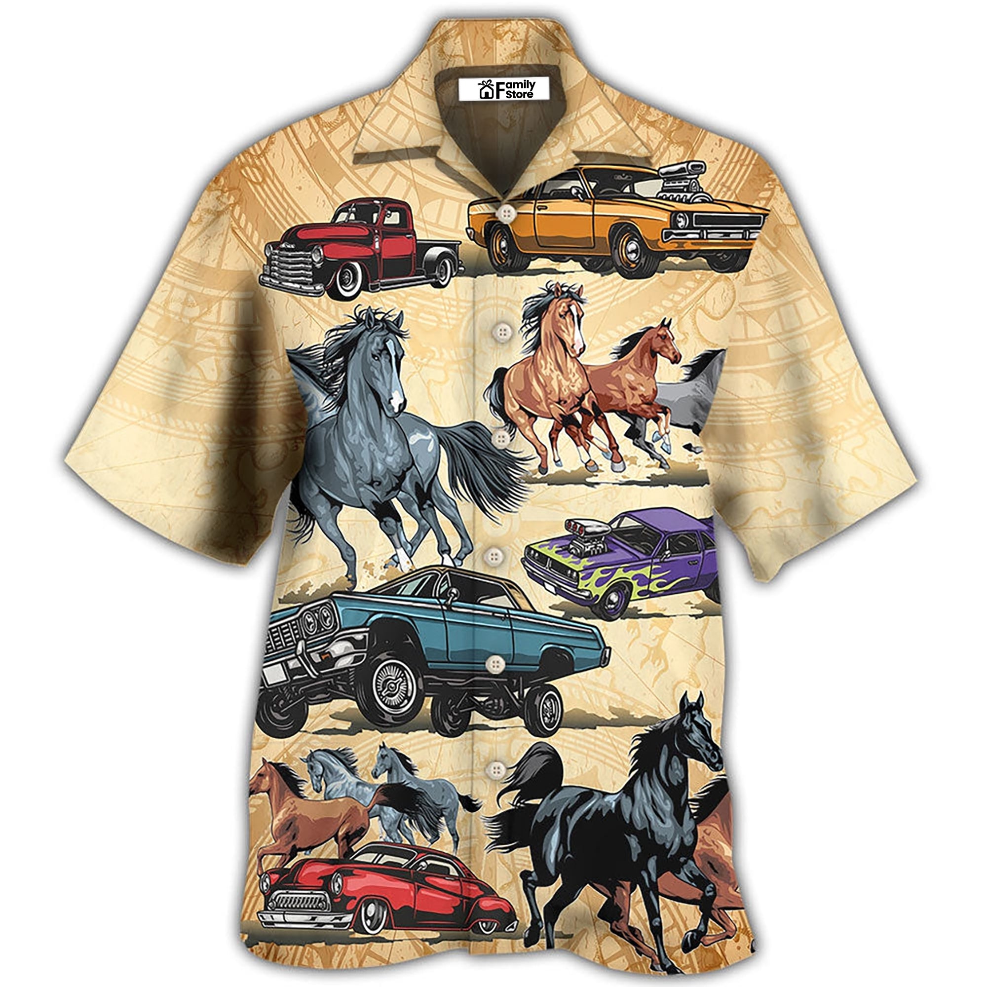 Horse Muscle Car I Like Muscle Car And Horse - Hawaiian Shirt