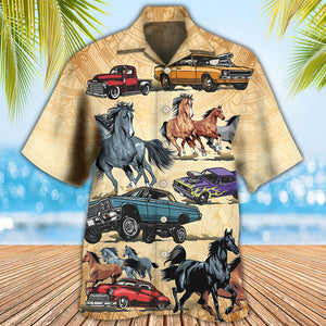 Horse Muscle Car I Like Muscle Car And Horse - Hawaiian Shirt