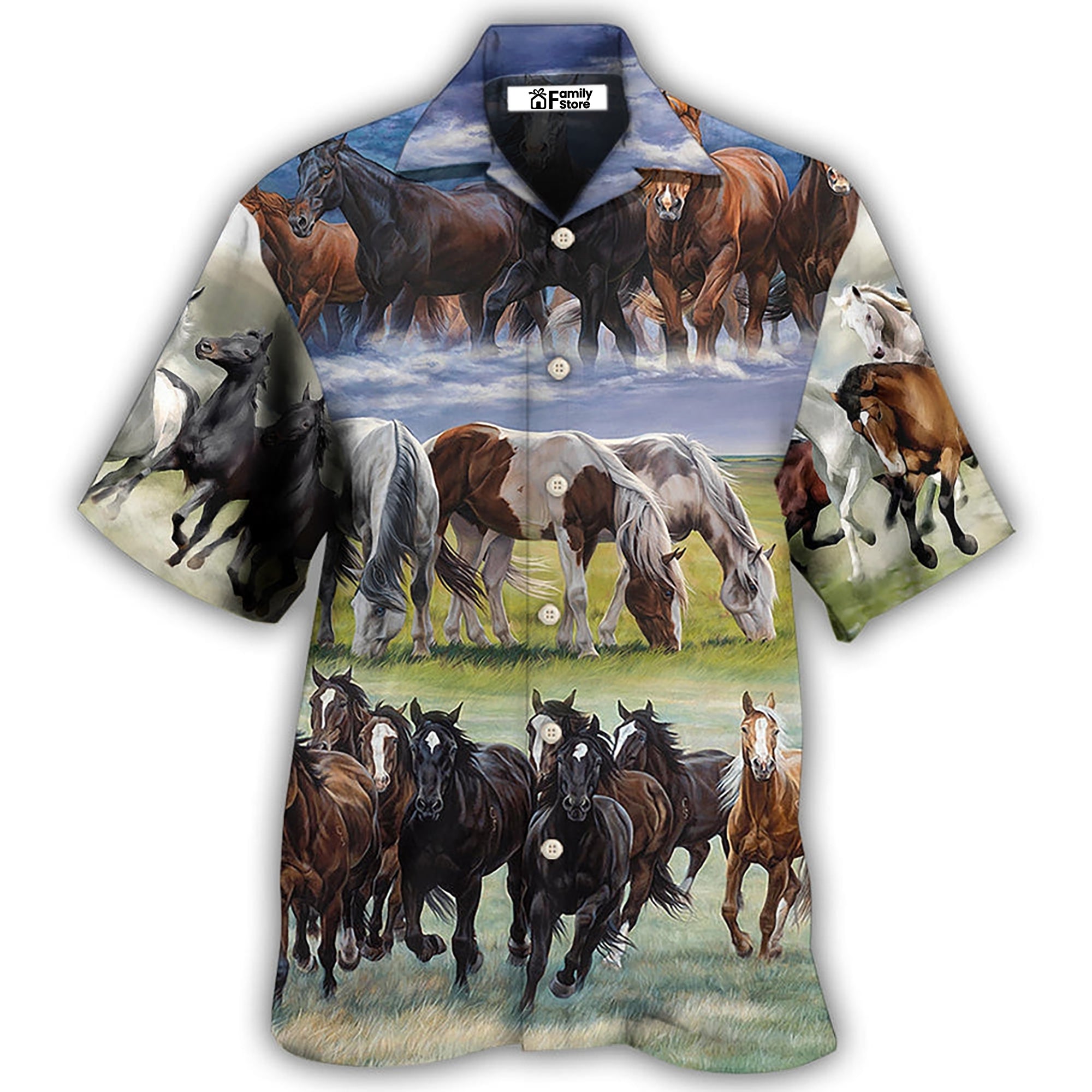 Horse Running Cool Painting Style - Hawaiian Shirt