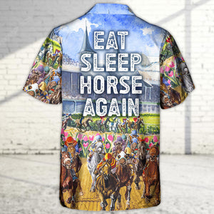 Horseback Riding Eat Sleep Horse Again - Hawaiian Shirt