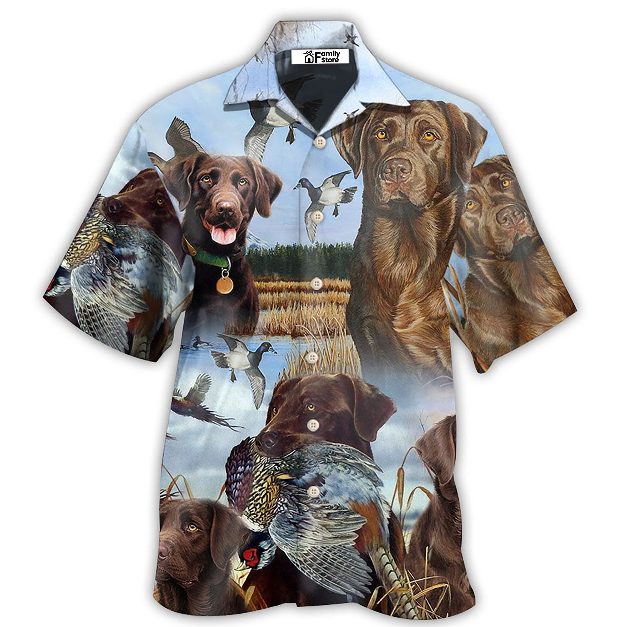 Hunting Chocolate Labrador Retriever Hunting Blue Sky - Hawaiian Shirt