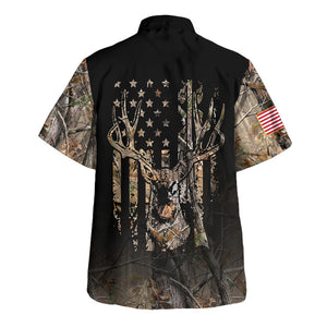 Hunting Dry Forest And Us Flag Hawaiian Shirt