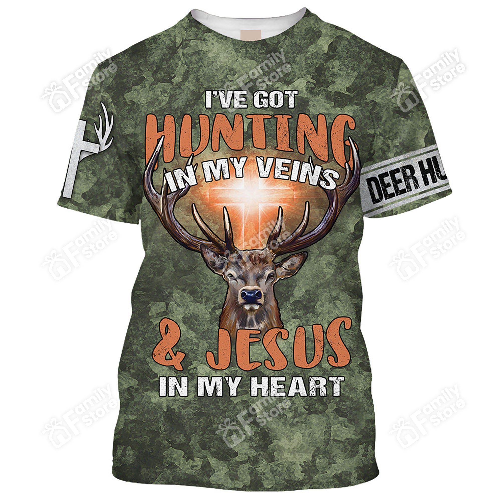 Hunting I'Ve Got Hunting In My Veins & Jesus In My Heart T-Shirt