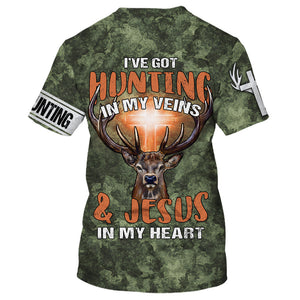 Hunting I'Ve Got Hunting In My Veins & Jesus In My Heart T-Shirt