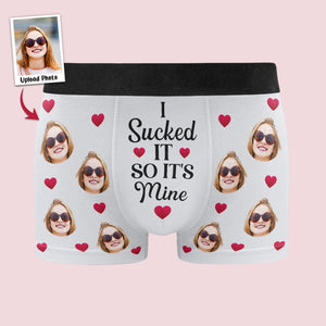 Custom Photo I Sucked It - Gift For Boyfriend, Husband, Anniversary - Funny Personalized Custom Boxer Briefs, Men's Boxers