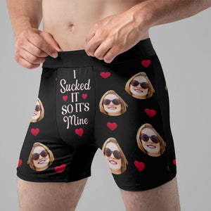 Custom Photo I Sucked It - Gift For Boyfriend, Husband, Anniversary - Funny Personalized Custom Boxer Briefs, Men's Boxers