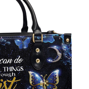 I Can Do All Things Through Christ - Pretty Personalized Leather Handbag