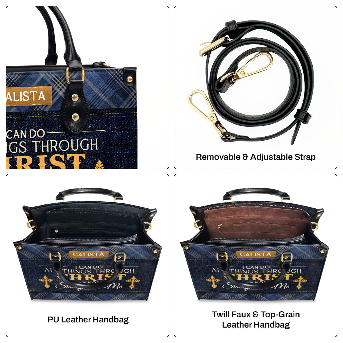 ICanDoAllThingsThroughChristWhoStrengthensMePersonalizedLeatherHandbagJSLHBTPA882L6