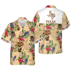 Insignia Bluebonnet Texas Hawaiian Shirt White Back Cream Version