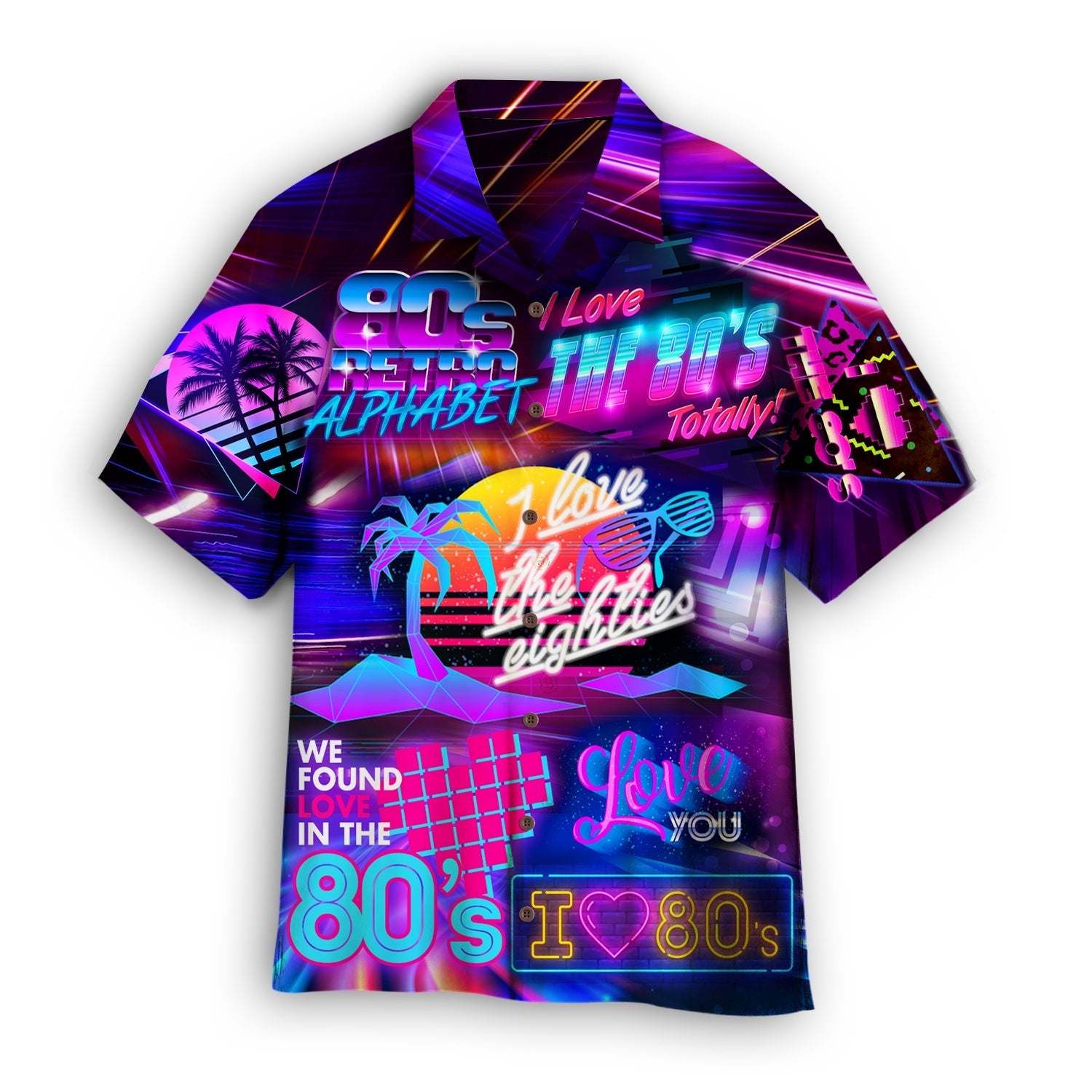 I Love The 80s Neon Music Party Aloha Hawaiian Shirts For Men, Women