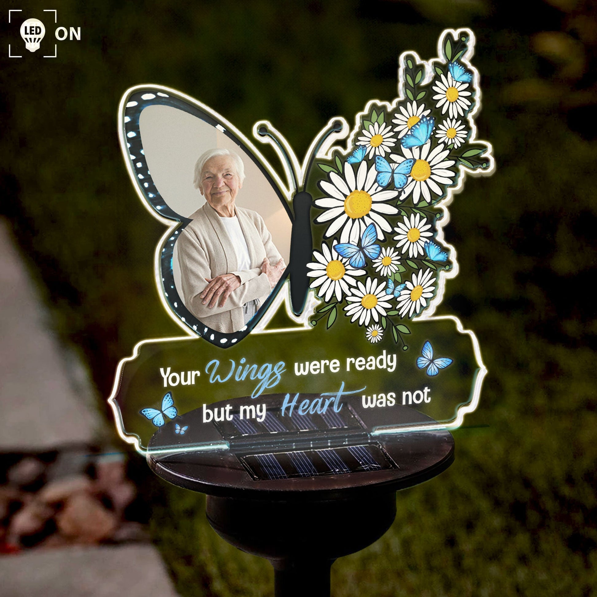 Your Wings Were Ready But My Heart Was Not - Memorial Gift - Personalized Solar Light NA94