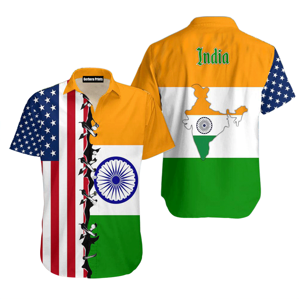 India Flag Yellow Aloha Hawaiian Shirts For Men, Women