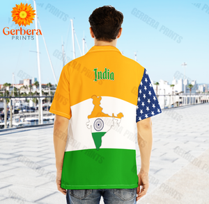 India Flag Yellow Aloha Hawaiian Shirts For Men, Women