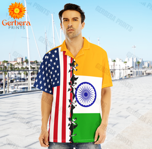 India Flag Yellow Aloha Hawaiian Shirts For Men, Women