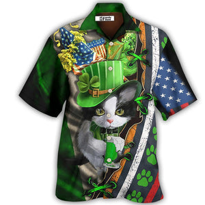 Irish Black Cat It's Not A Party Until An Irish Cat Show Up - Hawaiian Shirt