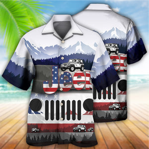 Jeep Mountain America Flag Style - Hawaiian Shirt