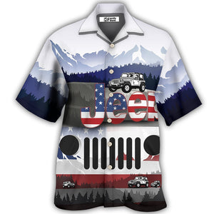 Jeep Mountain America Flag Style - Hawaiian Shirt