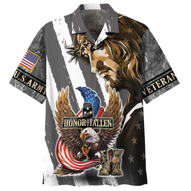 Army Veteran Jesus Honor The Fallen Aloha Hawaiian Shirts For Men & For Women