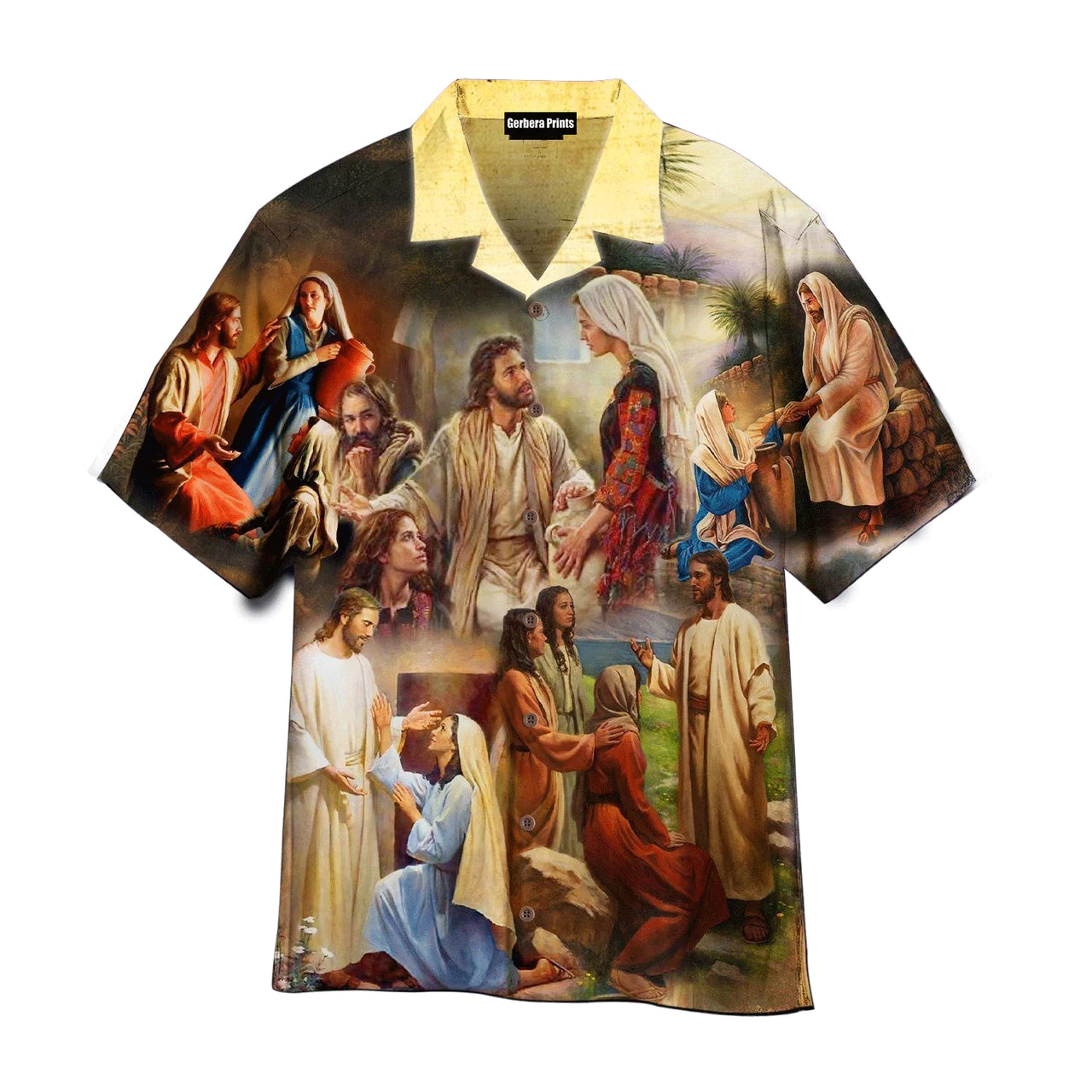 Jesus Speaks To The Woman Yellow Aloha Hawaiian Shirts For Men And Women