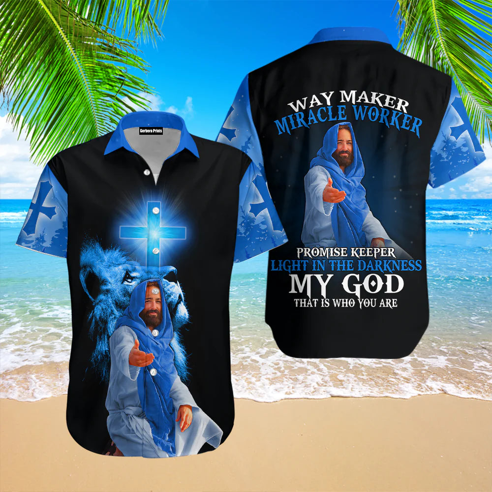 My God Jesus Blue And Black Aloha Hawaiian Shirts For Men And For Women