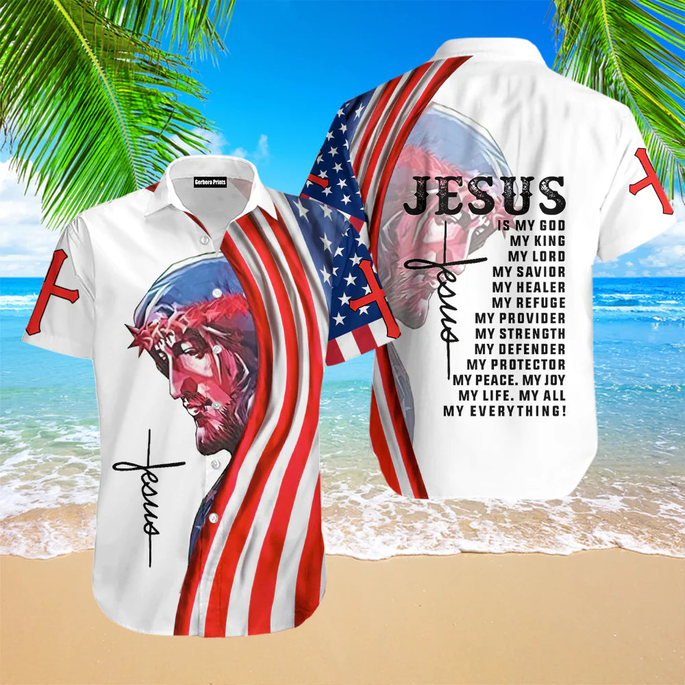 Jesus Is My God Red And White Aloha Hawaiian Shirts For Men And For Women