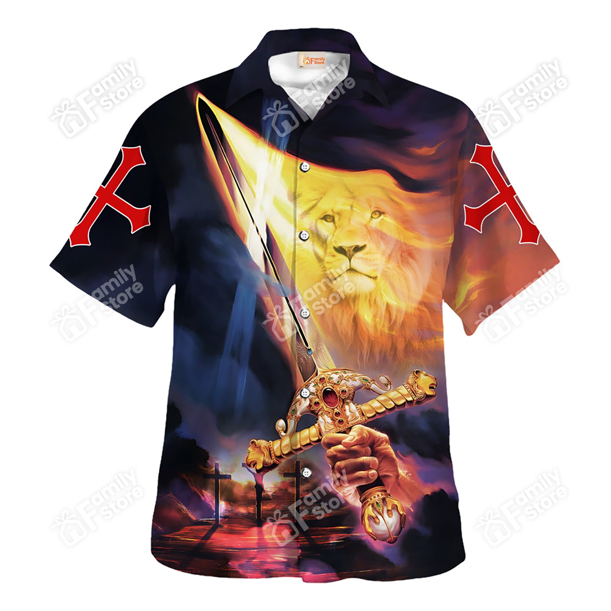 Jesus A Warrior Of Christ Lion And Sword Hawaiian Shirt