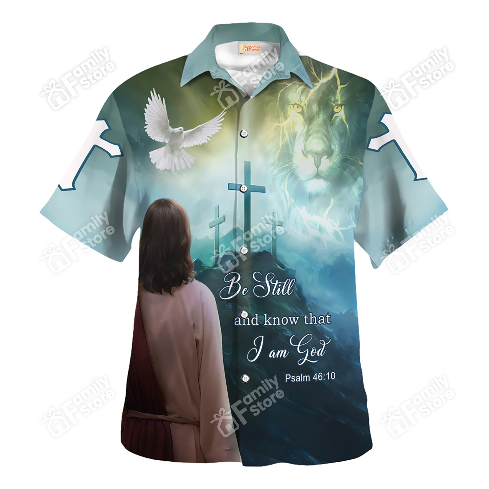 Jesus Be Still And Know That I Am God Blue Hawaiian Shirt